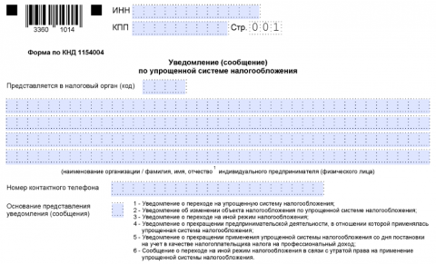 Уведомление о переходе на УСН: новая форма