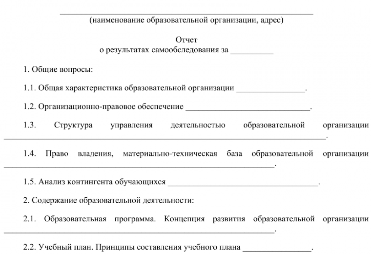 Отчет о самообследовании образовательной организации