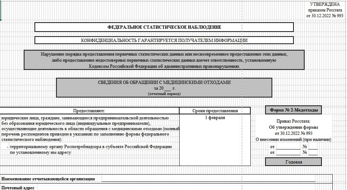 Статистическая форма 2-Медотходы Статистическая форма 2-Медотходы
