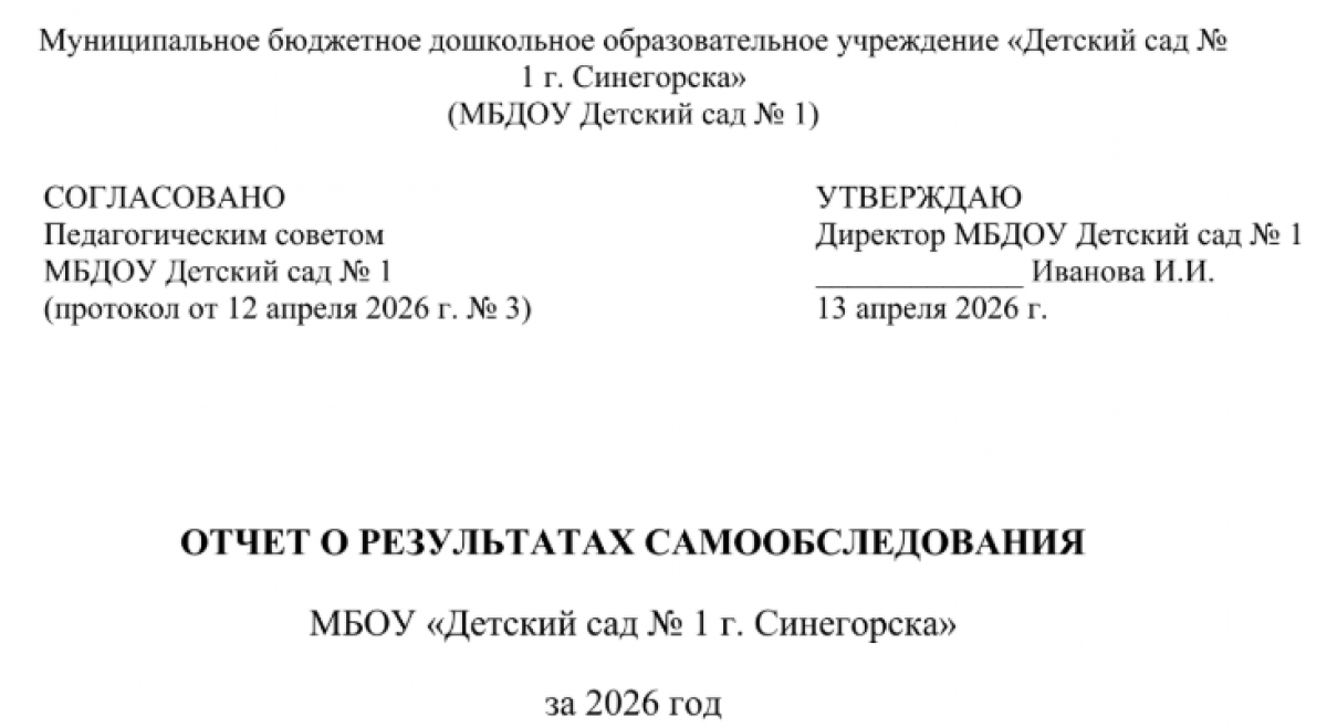 Отчет о самообследовании образовательной организации