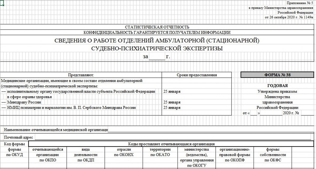Статистическая форма 38 в медицине