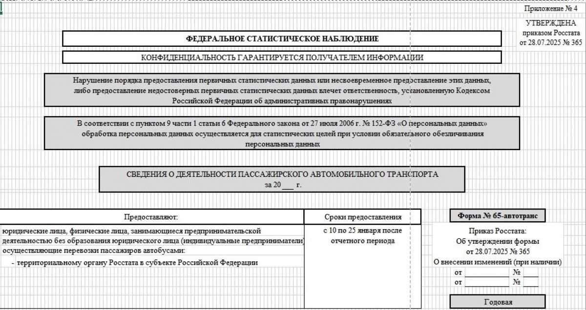Статистическая форма 65-автотранс